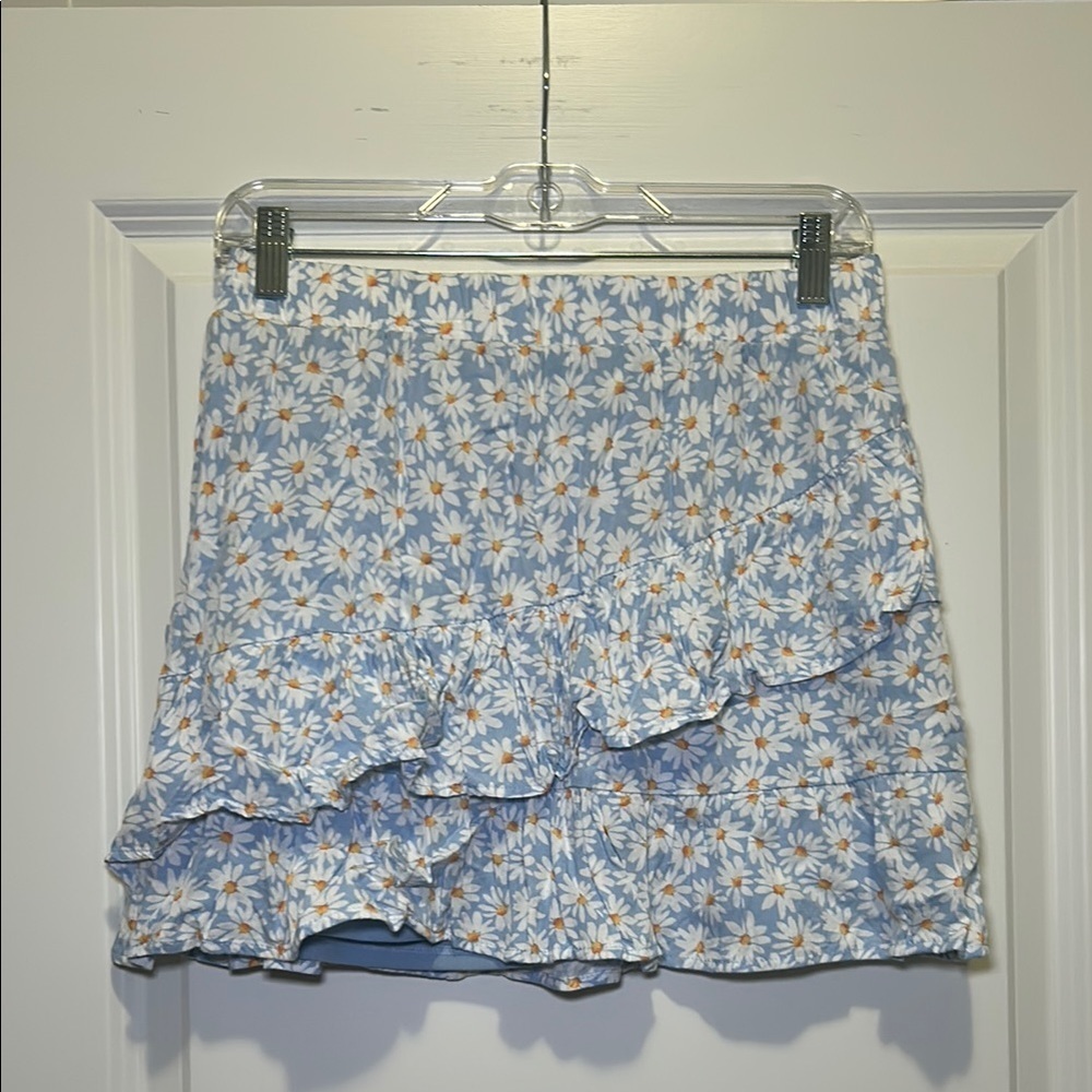 Art Class Orange and Blue Skater Mini Skirt